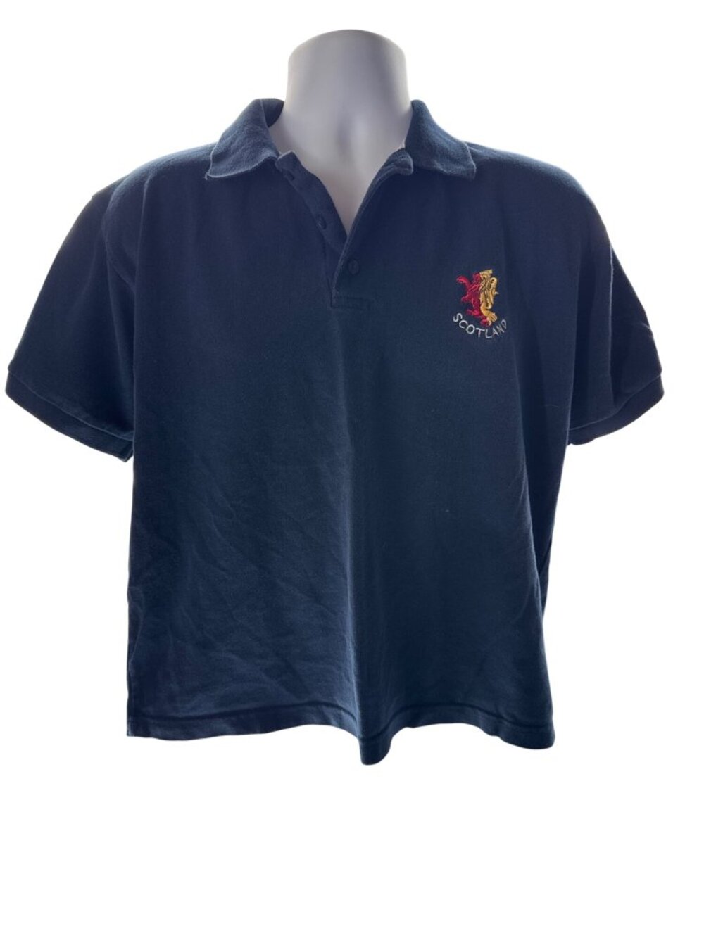 Scotland Polo Shirt Mens Large Navy Lion Crest Embroidered Cotton Rugby Heritage